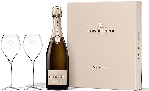Louis Roederer Champagne Collection 242 Genuss zu Zweit in Geschenkpackung + zwei Gläser - Nachfolger Brut Premier Champagner (1 x 0.75 l) von Louis Roederer