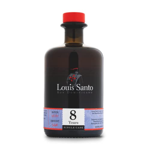Louis Santo Premium Single Cask Rum 8 Jahre | Cognac Cask Finish | Karibischer Rum | ideal als Geschenk | 40% Vol. | 0,5 l von Louis Santo