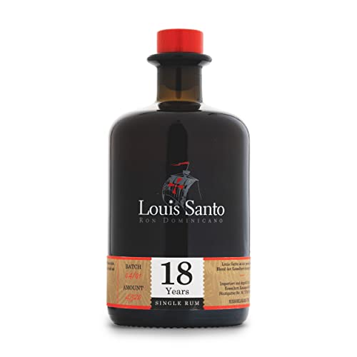 Louis Santo - Premium Single Rum 18 Jahre | Bourbon Cask | Aus Zuckerrohrsaft | Doppelgold prämiert | Ideal als Geschenk | (44% Vol.) | 500ml von Louis Santo