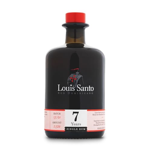Louis Santo Premium Single Rum 7 Jahre | Aus Zuckerrohrsaft | Im EX-Bourbon Holzfass gereift | Ideal als Geschenk | 40% Vol. | 0,5l von Louis Santo