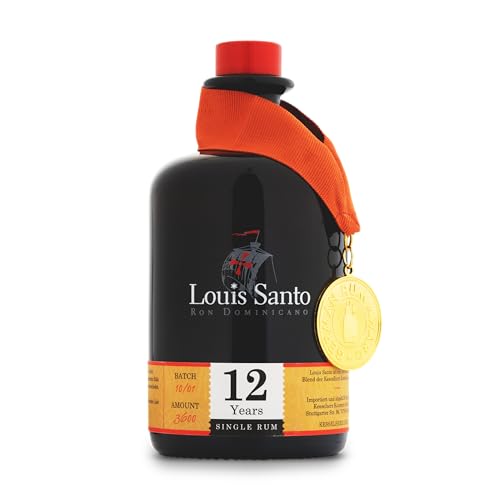 Louis Santo 12 Jahre Premium Rum | Bourbon und Pedro Ximenez Sherry Cask Finish | | Aus Zuckerrohrsaft | Ideal als Geschenk | 0,5l | 40% Vol.| von Louis Santo