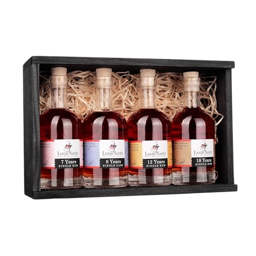 Premium Rum Tastingbox mit Louis Santo Single Rum 7, 8, 12 & 18 Jahre | 4x100 ml für bis zu 5 Personen | ohne künstliche Aromen von Louis Santo