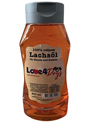 Love4Dogs Lachsöl für Hunde 500ml | Dosierflasche | Ergänzung für Barf, Trocken- und Nassfutter | wertvolle Nährstoffe Love4Dogs Lachsöl für Hunde 500ml | Dosierflasche | Ergänzung für Barf, Trocken- und Nassfutter | wertvolle Nährstoffe von Love4Dogs