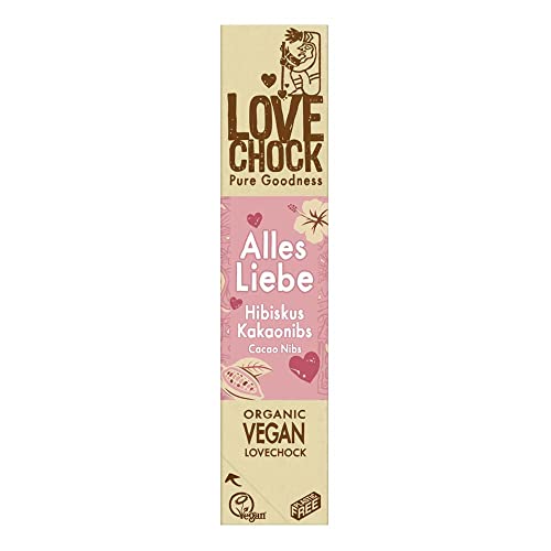 Lovechock Raw Chocolate Riegel, Alles Liebe Hibiskus Kakaonibs, 40g (1) von Lovechock