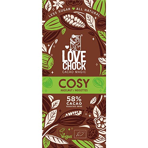 Lovechock Tafelschokolade, Cosy Reisdrink & Haselnuss, 58% Kakao, vegan, 70g (1) von Lovechock