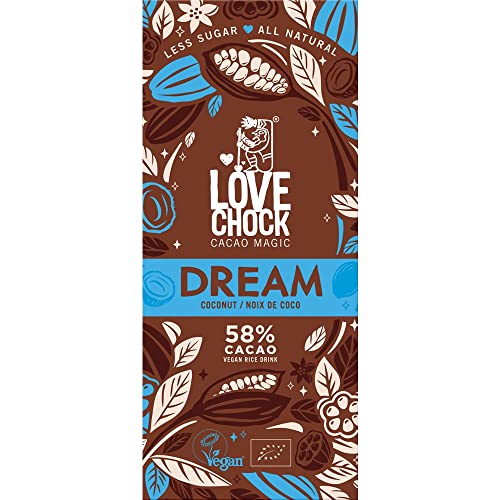 Lovechock Tafelschokolade Dream, Reisdrink & Kokosnuss, 58% Kakao, vegan, 70g (1) von Lovechock
