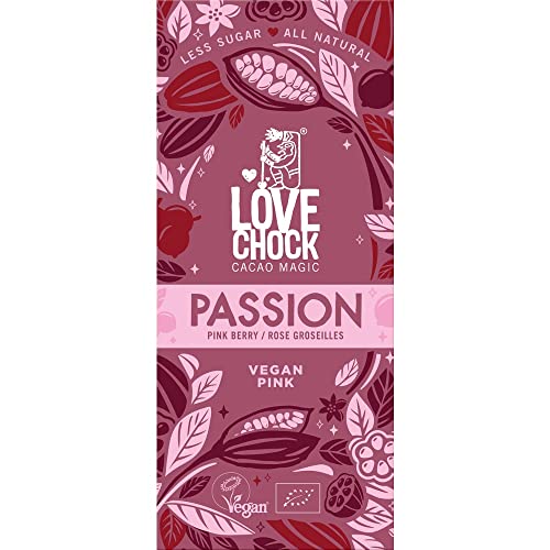 Lovechock Tafelschokolade Passion, mit roten Beeren, vegan, 70g (12) von Lovechock