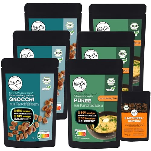LOWER CARB KARTOFFELPRODUKTE KOMBI-SETS | stark kohlenhydratreduziert | kalorienreduziert | protein- und ballaststoffreich | bio (3x GNOCCHI + 3x PÜREE) von LowCa