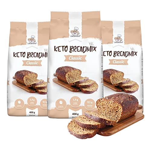 Lowcarbchef - Keto Brotbackmischung 3er Pack - (3x400g) - für 3 Brote - Nur 5,3 g Kohlenhydrate - Keto & Lower Carb von lowcarbchef