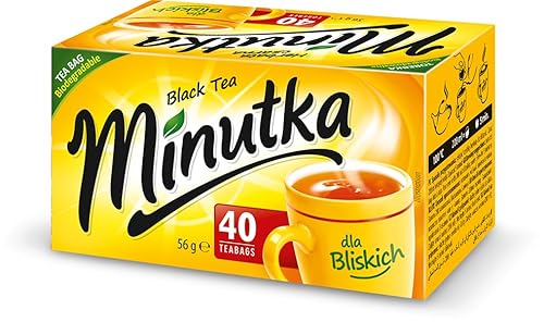 Minutka - Schwarzer Tee - 40 Runde Teebeutel - Black Tea - Hochwertiger Schwarzer Tee, Intensiver, Aromatisch & Reicher Geschmack mit einem Hauch Bitterkeit, Ideal für Jede Tageszeit - 56g von Minutka