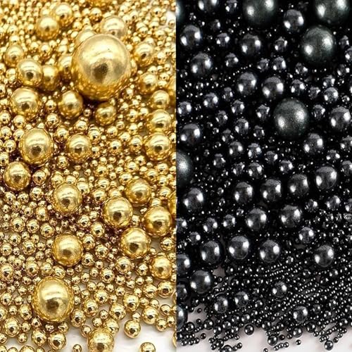 100g Perlen Torten-Zuckerstreu Pearl Sprinkles Mix Cake Sprinkles Topper Weiße Zuckerstreu für Desserts -Cupcake Cookies Macaron Doughnut Sugar Sprinkles On Birthday Party (Black Gold) von Lozadia