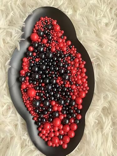 100g Perlen Torten-Zuckerstreu Pearl Sprinkles Mix Cake Sprinkles Topper Weiße Zuckerstreu für Desserts -Cupcake Cookies Macaron Doughnut Sugar Sprinkles On Birthday Party (Black Red) von Lozadia