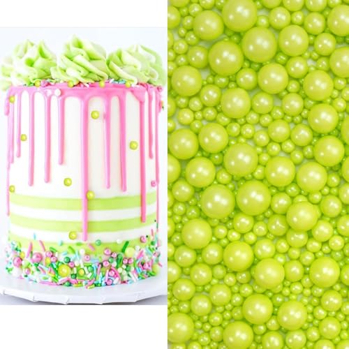100g Perlen Torten-Zuckerstreu Pearl Sprinkles Mix Cake Sprinkles Topper Weiße Zuckerstreu für Desserts -Cupcake Cookies Macaron Doughnut Sugar Sprinkles On Birthday Party (Green) von Lozadia