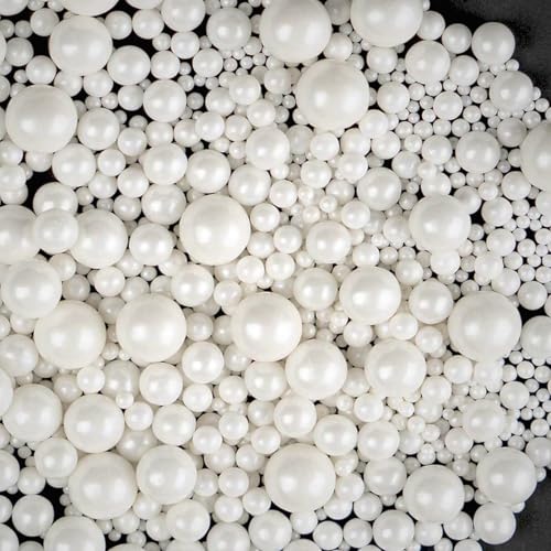 100g Perlen Torten-Zuckerstreu Pearl Sprinkles Mix Cake Sprinkles Topper Weiße Zuckerstreu für Desserts -Cupcake Cookies Macaron Doughnut Sugar Sprinkles On Birthday Party (White) von Lozadia