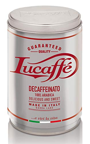 Entkoffeinierter gemahlener Kaffee - Lucaffé Decaffeinato 100% Arabica - 1er Pack (1 x 250g), Decaffeinated Coffee, Süßer Geschmack, Ideal für Espresso und Cappucino von Lucaffé