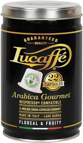 Lucaffè, Hochland Tropischer Gourmet Arabica Kaffee, Zertifizierte Heimkompostierbare Kapseln, Wiederverwertbarer Stahl Aroma-Schutzbehälter (3x22 Kapseln) von Lucaffé