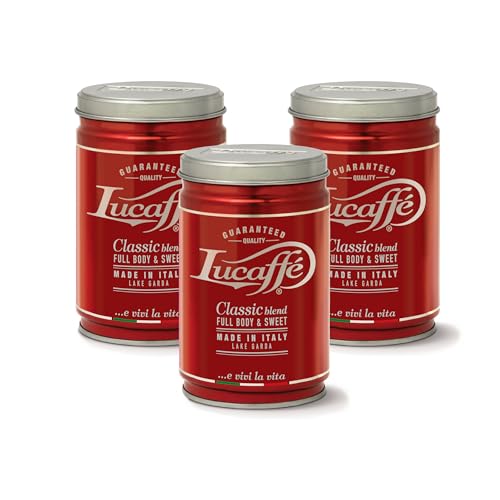 Lucaffe - Kaffeedose gemahlener Kaffee Classic, 3 Dosen zu 250 Gr | Kaffee für cremigen Espresso gemahlen | Mittlere Röstung | Süßer und vollmundiger Geschmack | Feines und schokoladiges Aroma von Lucaffé