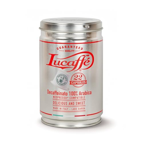 Lucaffè - 22 Kaffeekapseln Kompatibel mit Nespresso Decaffeinato, Dose | Entkoffeinierter Kaffee Kapsel Kaffeemaschine | Dunkle Röstung | Süßer und fruchtiger Geschmack, cremig | Intensives Aroma Lucaffè - 22 Kaffeekapseln Kompatibel mit Nespresso Decaffeinato, Dose | Entkoffeinierter Kaffee Kapsel Kaffeemaschine | Dunkle Röstung | Süßer und fruchtiger Geschmack, cremig | Intensives Aroma von Lucaffé