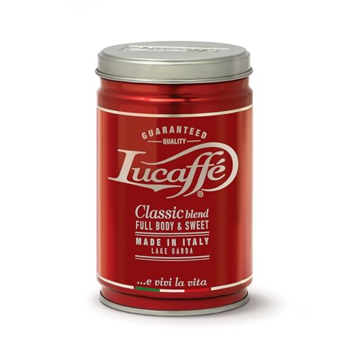 Lucaffe - Kaffeebohnendose Classic, 250 Gr | Kaffee aus ganzen Bohnen zum Mahlen für Espresso | Mittlere Röstung | Süßer und vollmundiger Geschmack | Feines und schokoladiges Aroma von Lucaffé