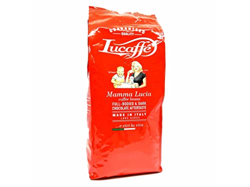 Lucaffé Kaffeebohnen - Mamma Lucia, 1 kg Beutel, Kaffeemischung Robusta und Arabica, Kaffeebohnen mit süßem Geschmack, intensives Aroma, schöne Crema, hoher Koffeingehalt von Lucaffé