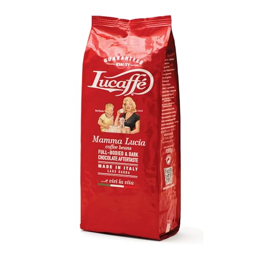 Lucaffé Kaffeebohnen - Mamma Lucia, 1 kg Beutel, Kaffeemischung Robusta und Arabica, Kaffeebohnen mit süßem Geschmack, intensives Aroma, schöne Crema, hoher Koffeingehalt von Lucaffé