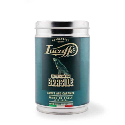 Lucaffé - Kaffeebohnendose sortenreine Brasile, 250 Gr | Kaffee aus ganzen Bohnen zum Mahlen für Espresso | Mittlere Röstung | Süsser und weicher Geschmack | intensives Aroma von Lucaffé