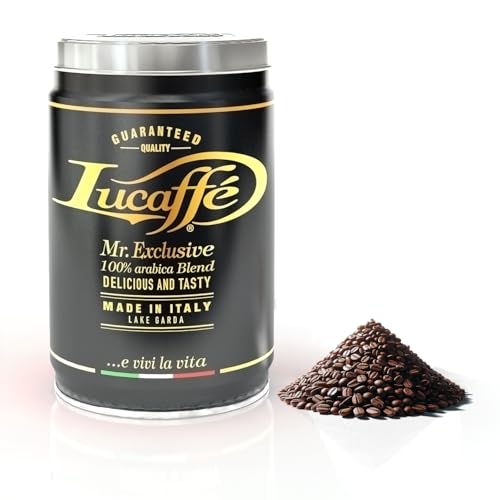 Lucaffé Kaffeebohnen - Mr. Exclusive 100% Arabica Blend - 1er Pack (1 x 250g), stilvolle Stahldose sorgt für langanhaltendes Aroma, nach original italienischer Tradition, Made in Italy von Lucaffé