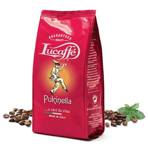 Lucaffé Pulcinella Kaffeebohnen 15 x 700gr Aromaschutzbeutel, Energiekaffee, neapolitanische geröstete Arabica-Robusta-Mischung, zusätzliches Koffein, Schokoladennoten von Lucaffé