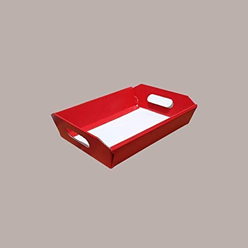 10 Stück Korb aus Papier, Pappe, rot, groß, 520 x 410 x 135 cm, Weihnachtskörbe, Enogastronomie, Small Red Leather Cardboard Box von Lucgel