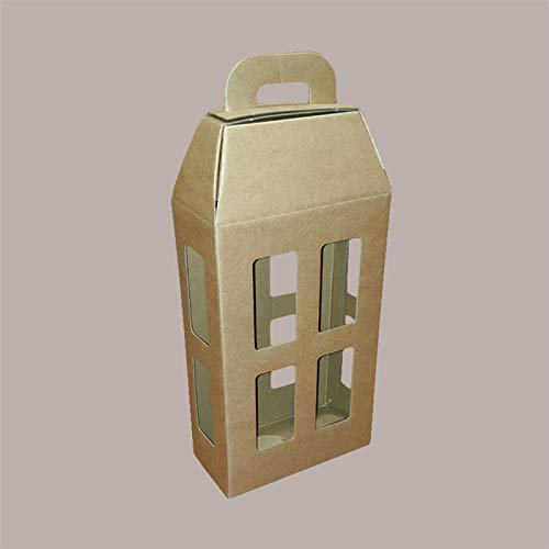 LUCGEL Srl 10 Stück Papier-Boxen für 2 Flaschen Havana Form Laterne (180 x 90 x 370) Geschenkverpackung aus Karton von Lucgel