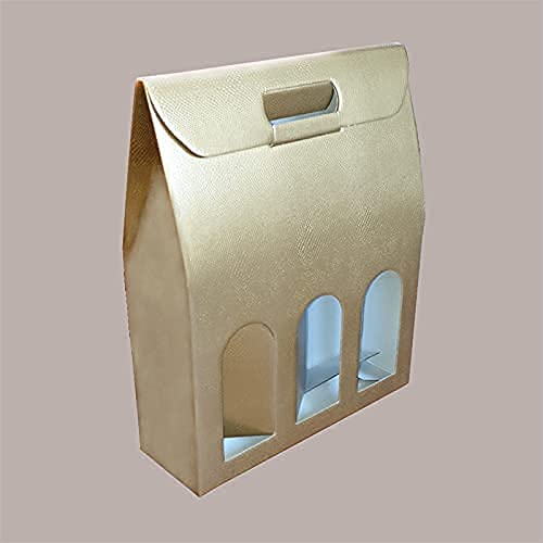 Lucgel Srl 10 Stück Box für 3 Flaschen aus GOLD Skin Paper für Champagner 300x100x385 von Lucgel