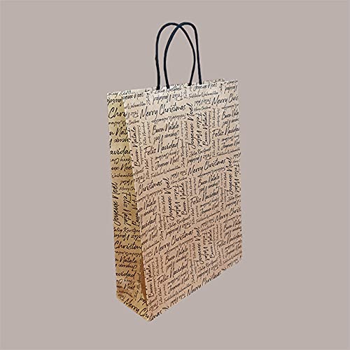 Lucgel Srl 20 Stück Einkaufstaschen aus Papier braun Words Griff aus Kordel, 270 x 110 x 350 Lucgel Srl 20 Stück Einkaufstaschen aus Papier braun Words Griff aus Kordel, 270 x 110 x 350 von Lucgel