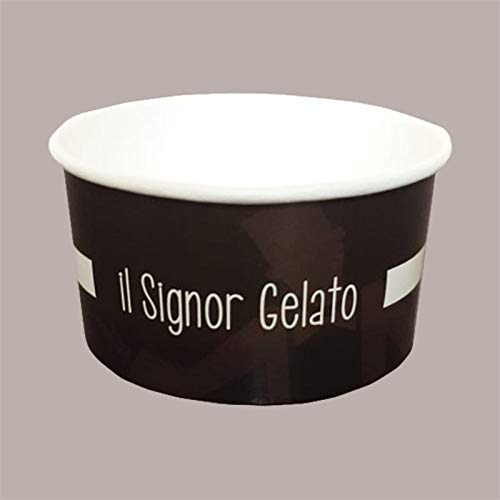 Lucgel Srl 200 Stk. Pappbecher für Fantasy-Eis IL SIGNOR GELATO MISTER STRACCIATELLA aus Polyethylenpapier 160cc | Konditorei von Lucgel