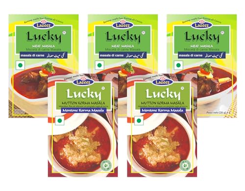 Confezione da 5 combo di curry di montone/agnello fortunato (3 carne e 2 Korma) von Lucky Masale
