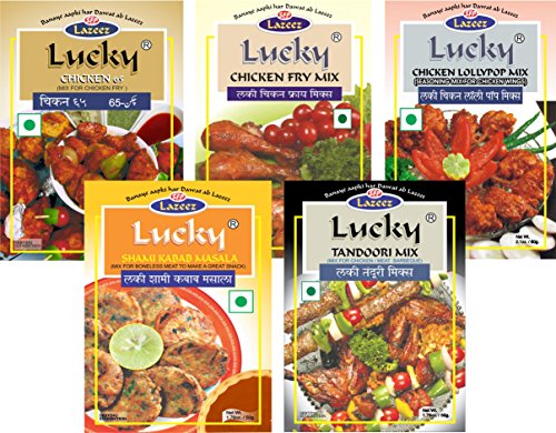Lucky BBQ Combo 5er Pack (Hühnchen Tandoori, Shami Kabab, Hühnerlutscher, Hühnchen 65, Hühnchenbraten) von Lucky Masale