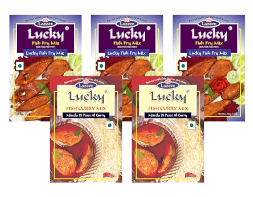 Lucky Masale Combo Pesce Confezione da 5 (3 Fritture di Pesce, 2 Pesce al Curry) von Lucky Masale