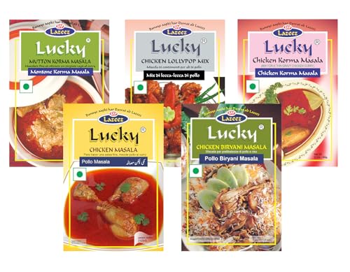 Lucky Masale Party Pack 2 (Huhn Fry, Huhn Lollypop, Fleisch Korma, Fleisch Masala and Huhn Biryani) von Lucky Masale