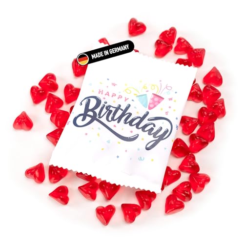 Lucky Treats - Happy Birthday Fruchtgummi Päckchen - 50 Stück Mini - Herzen Weiß Matt - Gummibärchen Gastgeschenk Geburtstag - Made in Germany Lucky Treats - Happy Birthday Fruchtgummi Päckchen - 50 Stück Mini - Herzen Weiß Matt - Gummibärchen Gastgeschenk Geburtstag - Made in Germany von Lucky Treats