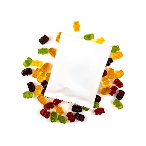 Lucky Treats - Blanko Fruchtgummi Päckchen - 50 Stück - Weiß Glänzend - Ideal zum selbst gestalten - Gummibärchen Gastgeschenke Hochzeit Taufe Geburtstag - Made in Germany von Lucky Treats