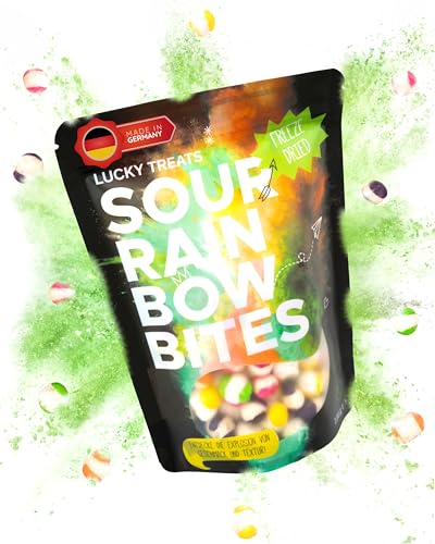 NEU! Lucky Treats | Gefriergetrocknete Sour Rainbow Bites 100g | Knuspriges Süßigkeitenerlebnis | Amerikanische Süßigkeiten, Freeze Dried Candy | Saure Snacks von Lucky Treats