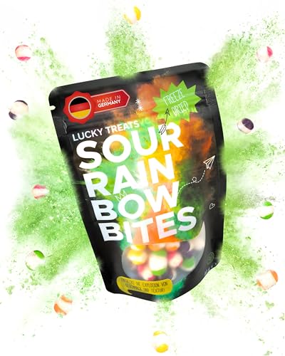 NEU! Lucky Treats | Gefriergetrocknete Sour Rainbow Bites 40g | Knuspriges Süßigkeitenerlebnis | Amerikanische Süßigkeiten, Freeze Dried Candy | Saure Snacks von Lucky Treats