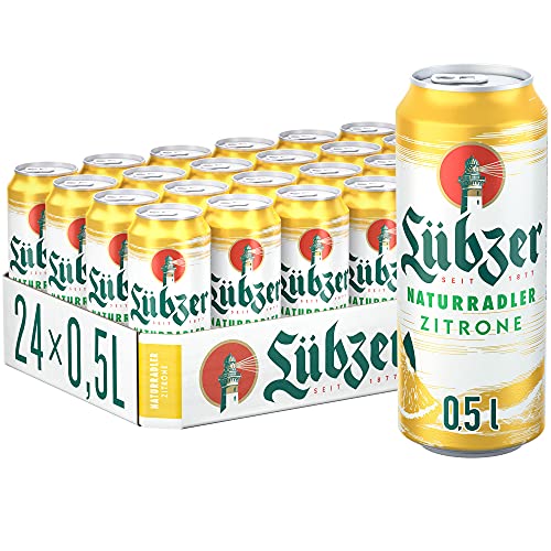 Lübzer Naturradler Zitrone, Radler Dose (24 x 0,5 L), Dosenbier Biermischgetränk - Alster - Bier von Lübzer