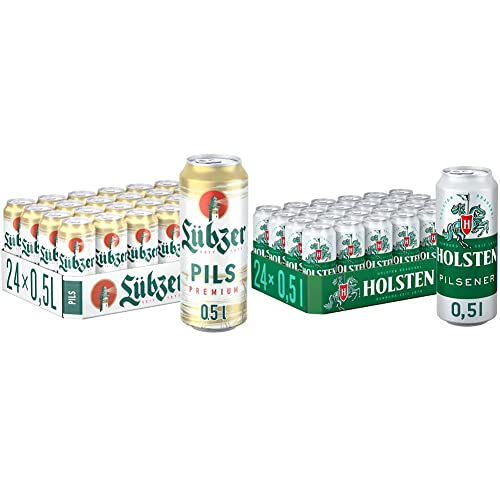 Lübzer Premium Pils, Bier Dose Einweg (24 X 0.5 L) Dosenbier & Holsten Pilsener Pils - Bier, Dose Einweg (24 x 0.5 l) von Lübzer