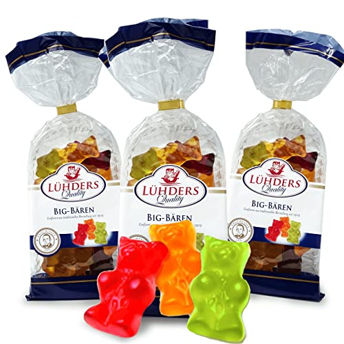 Lühders | Big-Bären | große Fruchtgummi Bärchen mit 20% Fruchtsaft | 3 x 200g Beutel von Lühders Quality