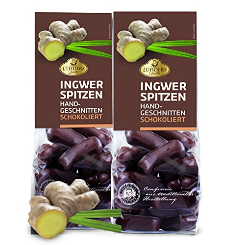 Lühders Ingwer Spitzen in Zartbitterschokolade 2erSet 2x150g Lühders Ingwer Spitzen in Zartbitterschokolade 2erSet 2x150g von Lühders