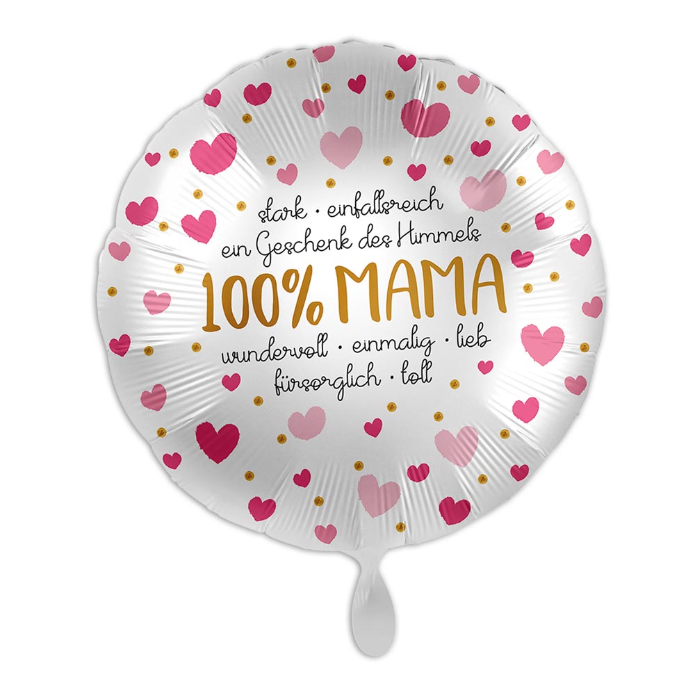 "100 % Mama", Heliumballon rund Ø 34 cm von Luftballon-Markt GmbH