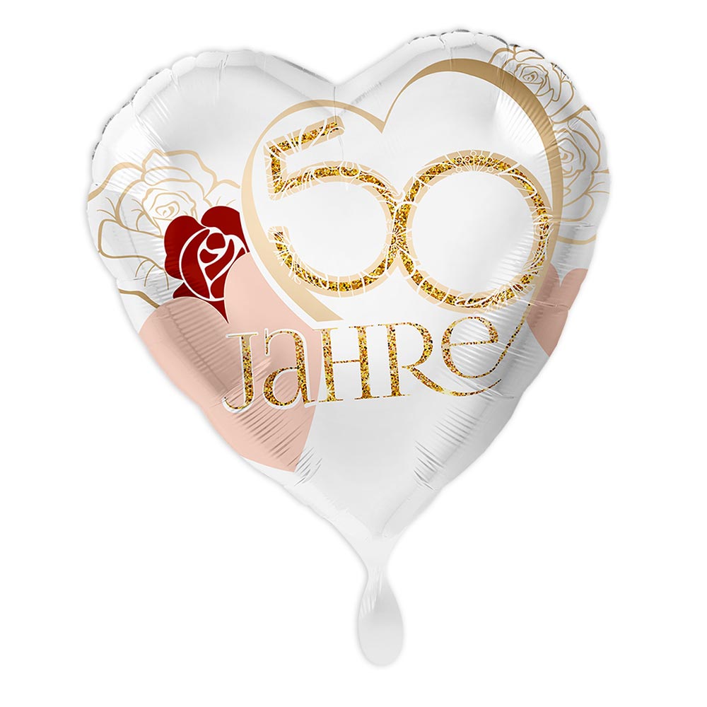 "50 Jahre", Motiv Rose, Herzförmiger Folienballon von Luftballon-Markt GmbH