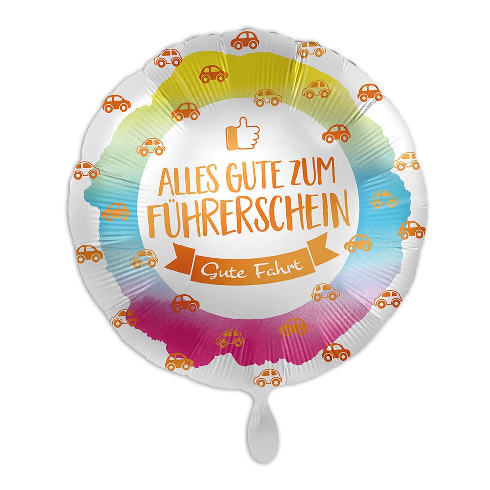 "Alles Gute zum Führerschein", Heliumballon rund Ø 34 cm von Luftballon-Markt GmbH