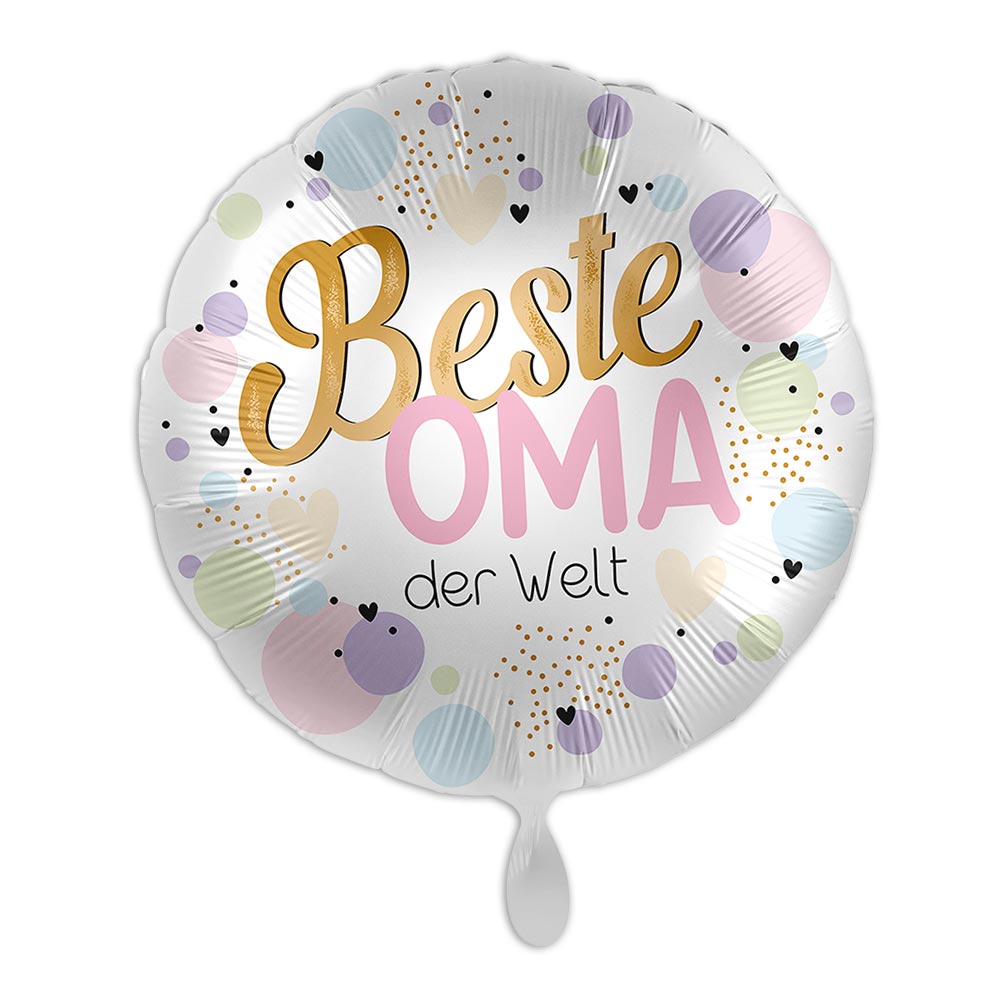 "Beste Oma der Welt", Folienballon rund Ø 34 cm von Luftballon-Markt GmbH