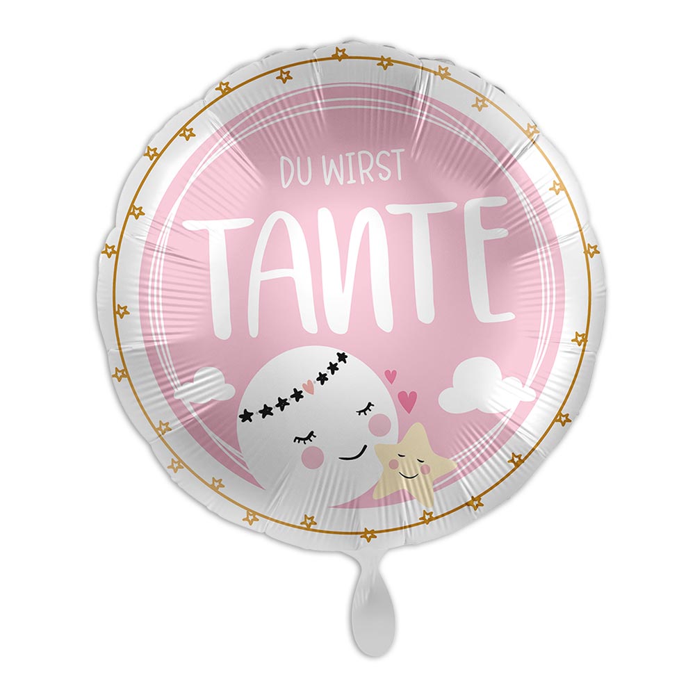 "Du wirst Tante", rosa, Folienballon rund Ø 34 cm von Luftballon-Markt GmbH